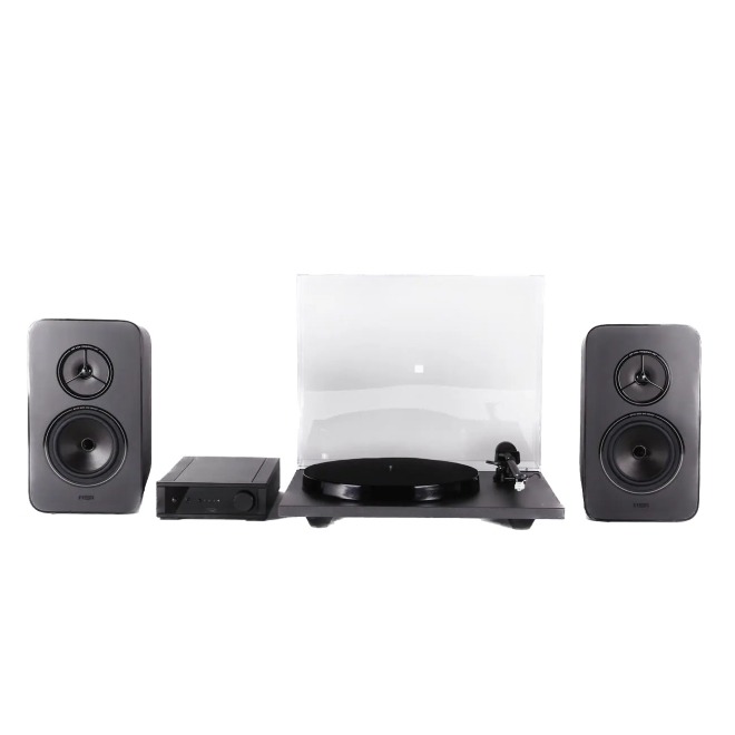 Rega, System One with Planar 1 (black) + Io integrated amplifier and Kyte speakers