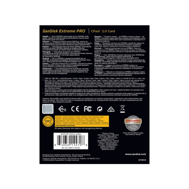 SanDisk CFast 2.0 Extreme Pro 64GB 