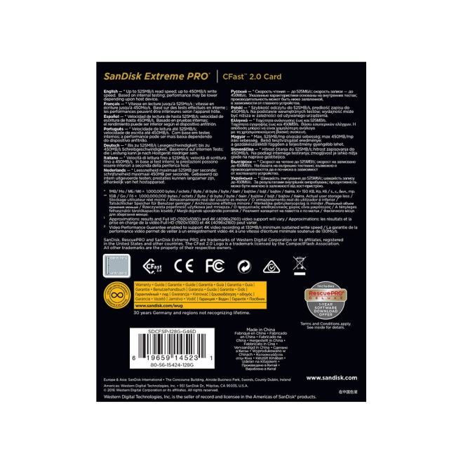 SanDisk CFast 2.0 Extreme Pro 128GB 