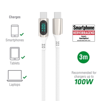 4smarts USB-C Kabel DigitCord 100W 3m - Weiß