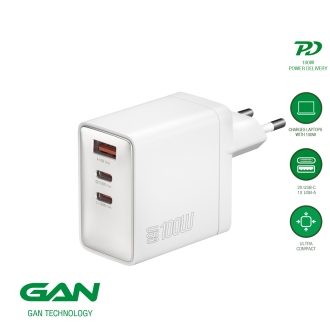 4smarts Ladegerät GaN Pocket 100W 2C + 1A, weiß