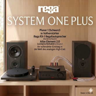 Rega, System One Plus mit Planar 1 (schwarz) + Io Vollverstärker und RX-1 Lautsprecher